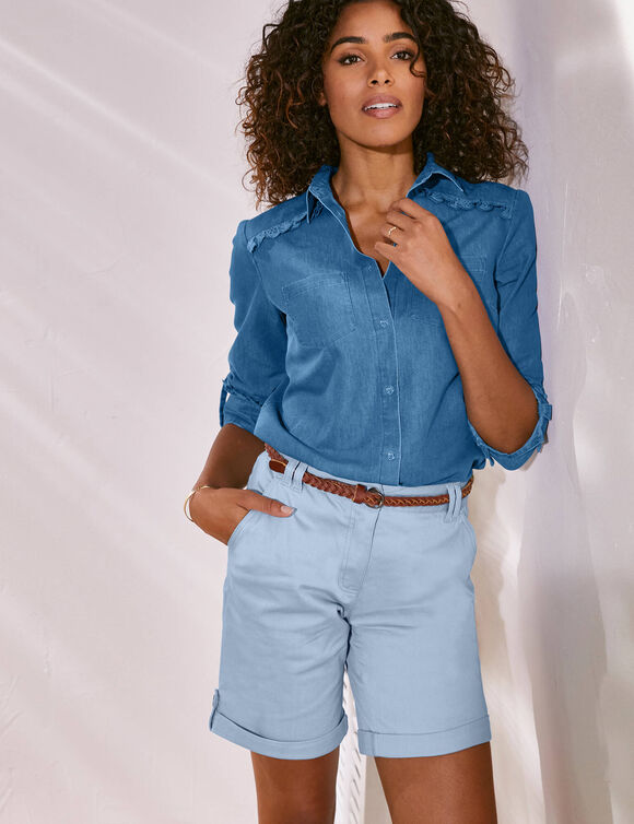 Bermuda uni longueur ajustable (bleu grisé)