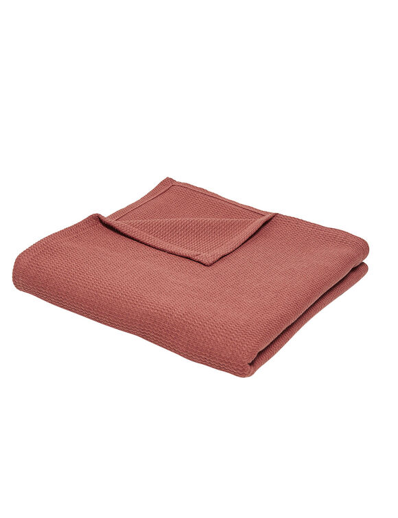 Bankdeken of plaid uni honingraat - katoen (terracotta)