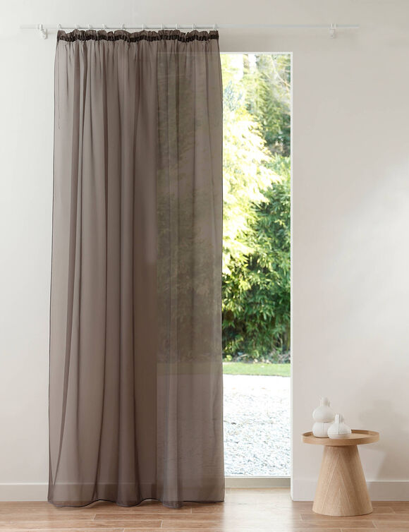 Effen voilegordijn met fronsgalon (grijs)