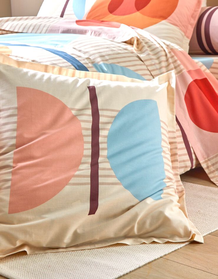 Linge de lit Move imprimé géométrique multicolore - coton (beige)