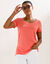T-shirt col rond manches courtes uni coton (corail)