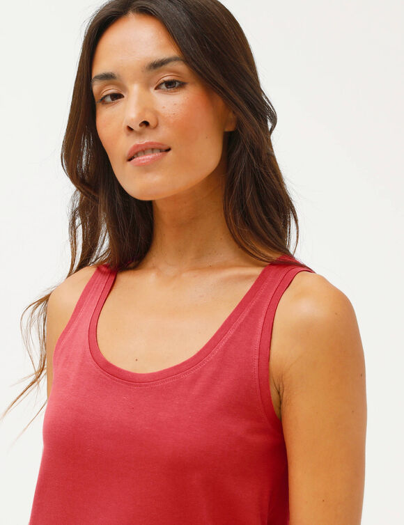 D&eacute;bardeur uni col rond, coton biologique(**) (corail)