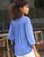 Blouse macramé manches 3/4 (bleu)