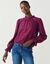 Effen blouse met Victoriaanse kraag, kant (pruim)