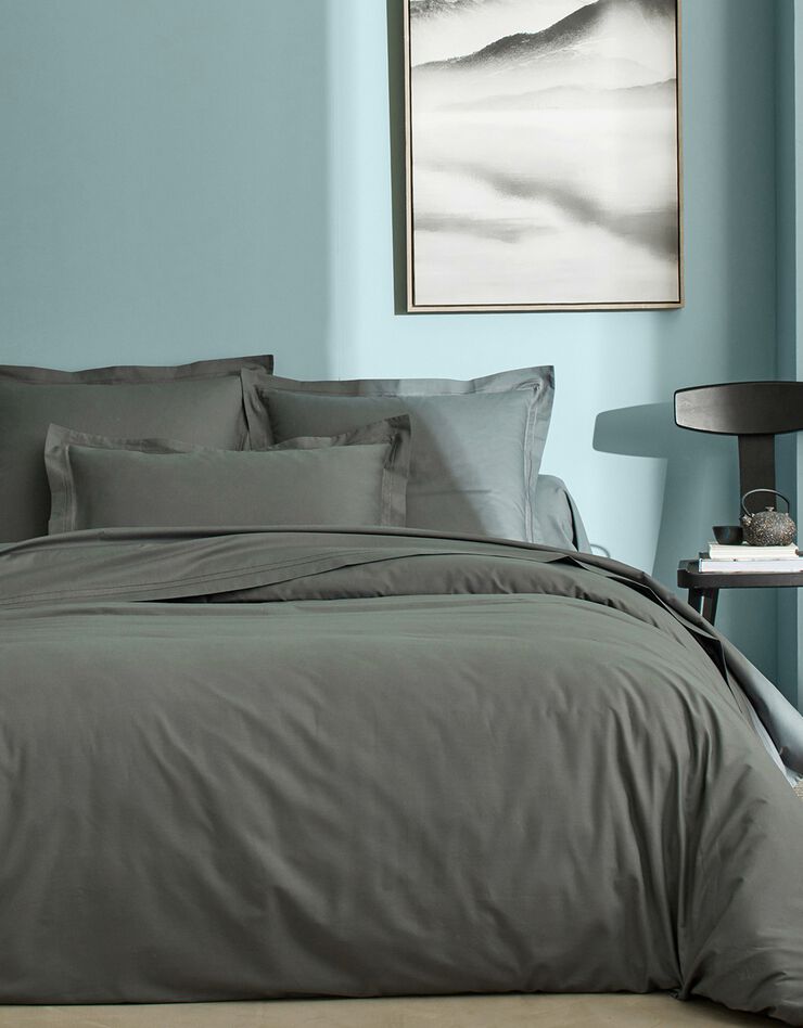 Linge de lit uni percale (gris acier)