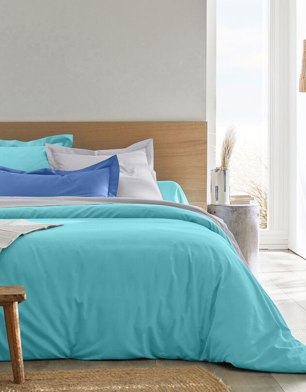 Linge de lit uni polycoton (lagon)