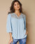 Blouse macramé manches 3/4 (bleu ciel)