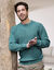 Pull maille gaufrée col rond (céladon)