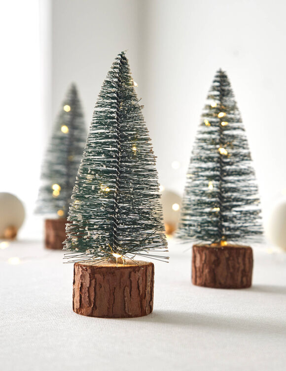 Lichtgevende kerstboom met leds - set van 3 (groen)