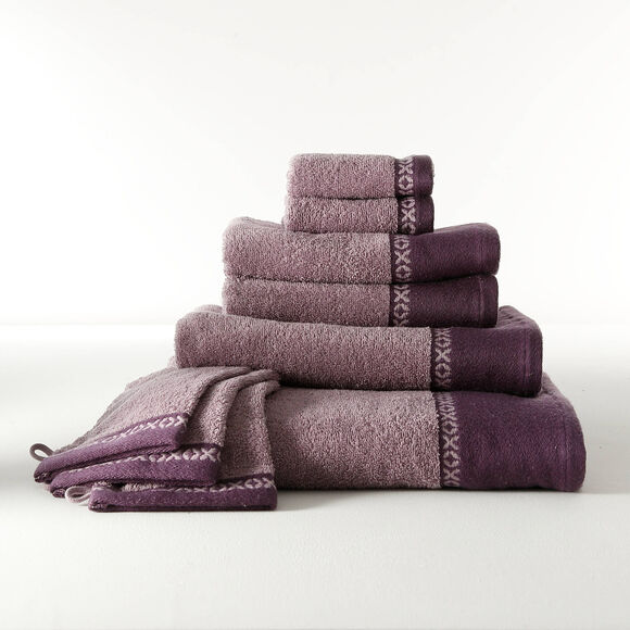 Collection serviettes de bain 420 gr/m&sup2; liteau tiss&eacute; fantaisie (lavande)