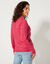 Cardigan boutonné col rond uni, toucher doux (rose fuchsia)