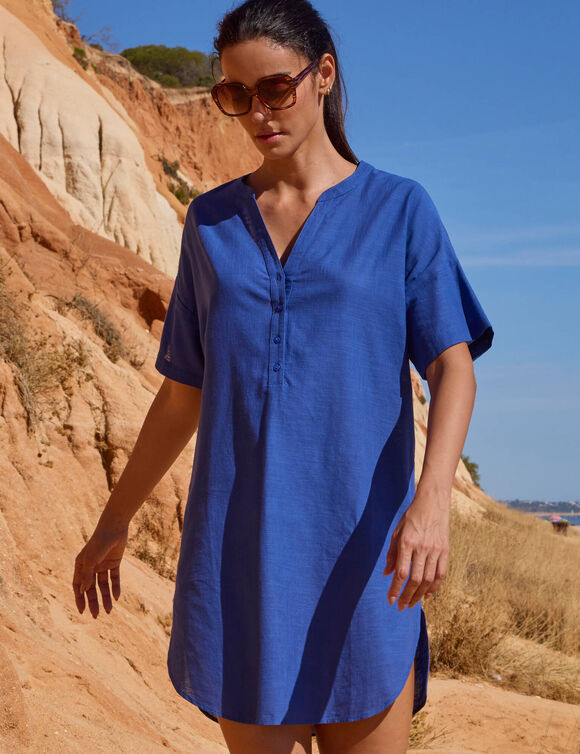 Tunique de plage, manches coudes (bleu)