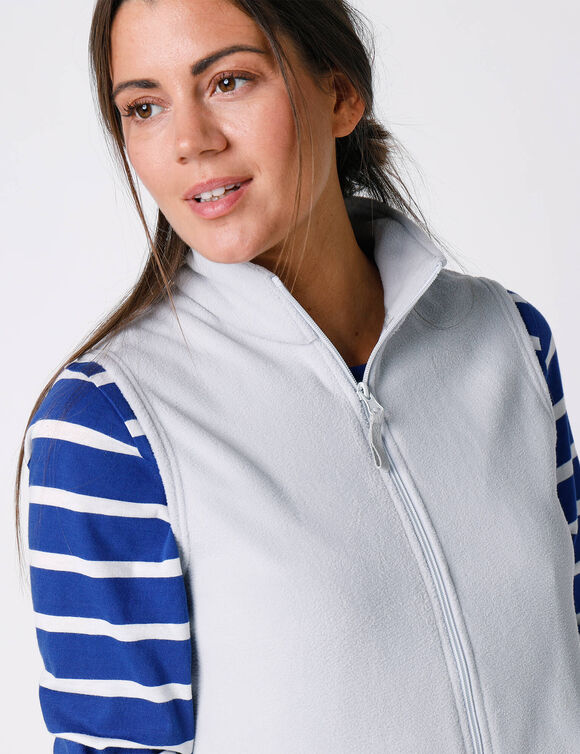 Veste polaire zippée sans manches (gris perle)