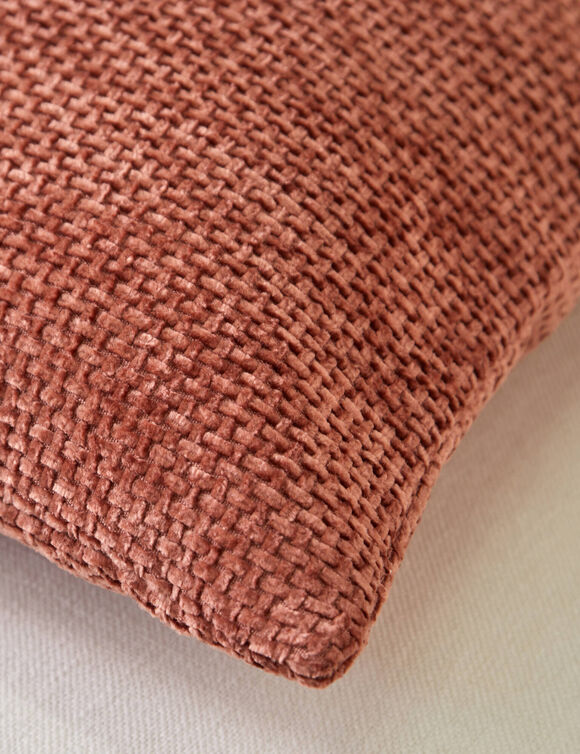 Housse de coussin unie tissage chenille - lot de 2 (rose blush)