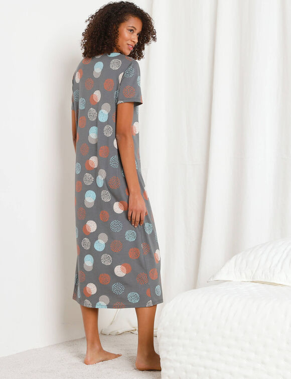 Chemise de nuit longue imprimée graphique (gris anthracite)