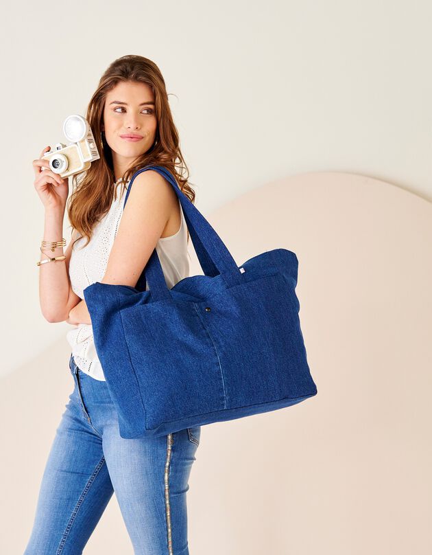 Weekendtas in jeans, eco-verantwoord fabrikaat, stone Weekendtas in jeans, eco-verantwoord fabrikaat, stone, hi-res