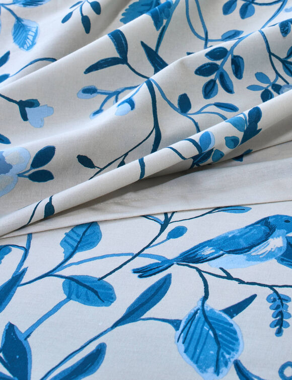 Linge de lit M&eacute;lodie imprim&eacute; - coton 57 fils/cm&sup2; (bleu)