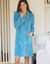 Robe de chambre maille polaire col châle - Longueur 95 cm (turquoise)