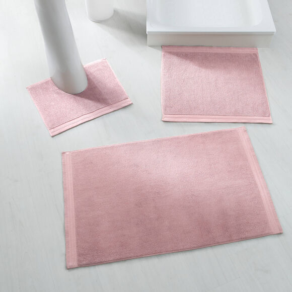 Tapis de bain &eacute;ponge liteau chevron (rose gris&eacute;)