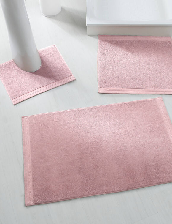 Tapis de bain &eacute;ponge liteau chevron (rose gris&eacute;)