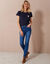 Effen T-shirt met 'hart' borduursel, korte mouwen (marine)