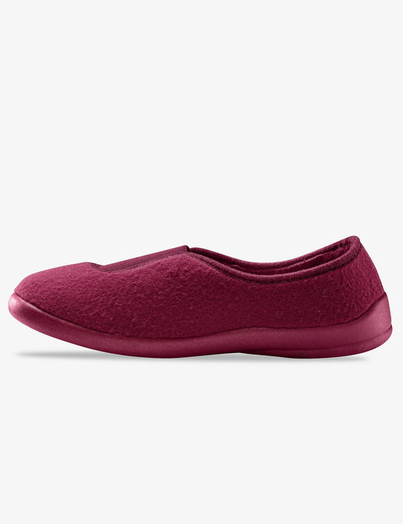 Effen ballerina's - rekbare fleecestof (pruim)