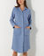 Fleece-badjas met knopen (blauw)