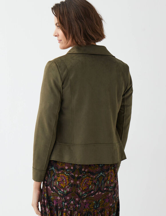 Blouson zipp&eacute; col tailleur pressionn&eacute;, su&eacute;dine (bronze)