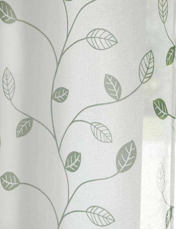 Panneau voilage motif petites feuilles - finition oeillets (vert)