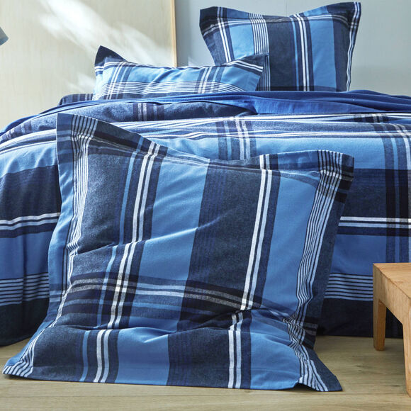 Linge de lit Scott - flanelle tiss&eacute; teint 160 g/m&sup2; (bleu)