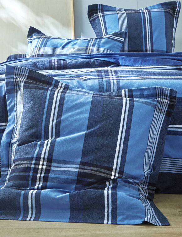 Linge de lit Scott - flanelle tiss&eacute; teint 160 g/m&sup2; (bleu)