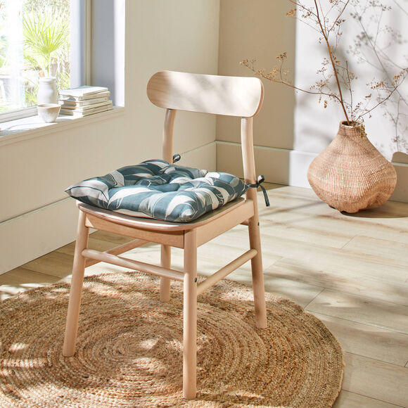 Vierkant stoelkussentje met bladerenprint - set van 2 (groen)