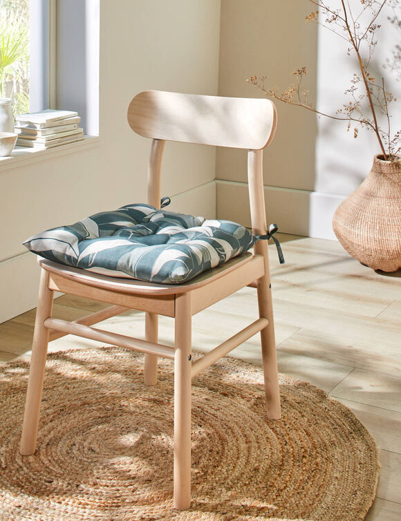 Galette de chaise carr&eacute;e imprim&eacute;e feuillage - lot de 2 (vert)