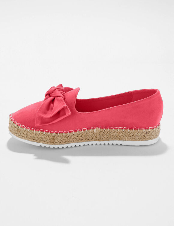 Mocassins espadrilles noeud &agrave; semelle corde crant&eacute;e  (corail)