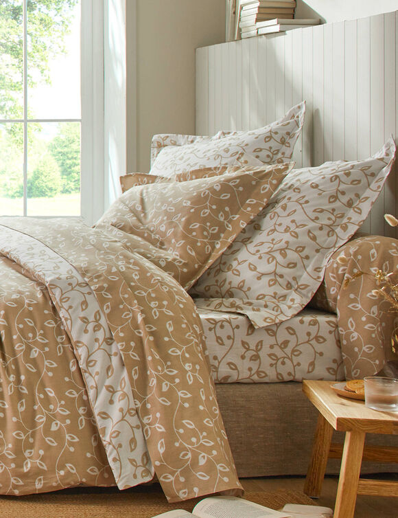 Linge de lit Héritage flanelle à motifs volutes (blanc / beige)