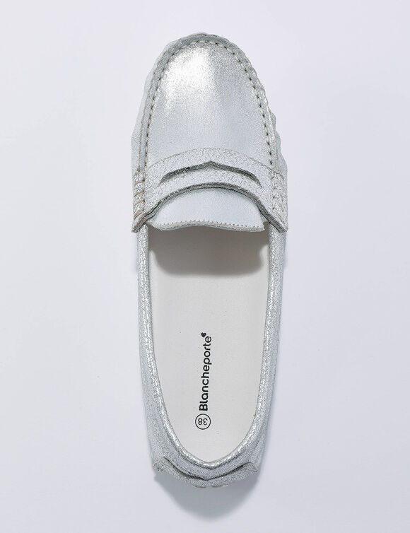 Mocassins in glad leer - zilverkleur (zilverkleurig)