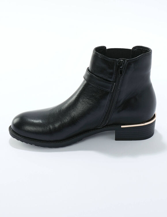 Boots élastiquée zippée, chaîne dorée  (noir)