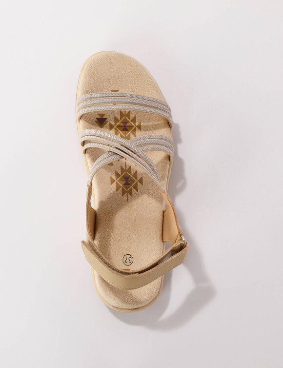 Sandales de marche brides &eacute;lastiqu&eacute;es et scratch&eacute;es (beige)