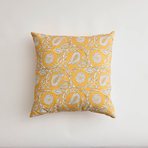 Housse de coussin imprim&eacute; indien - lot de 2 (jaune)
