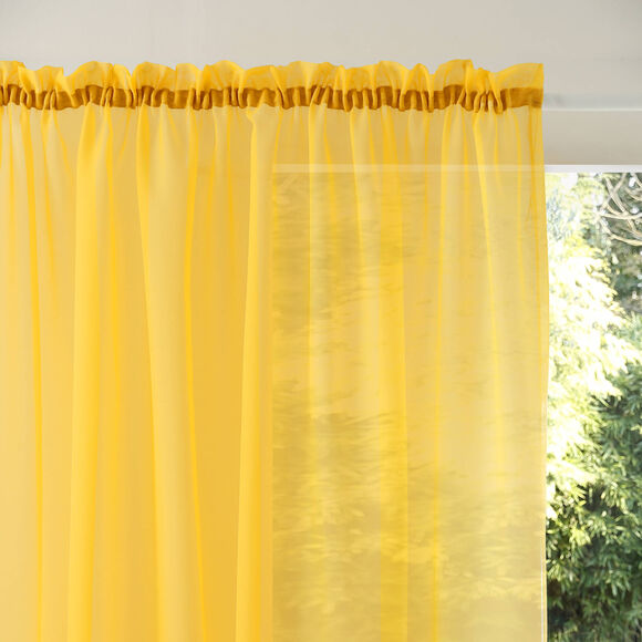 Effen voilegordijn met fronsgalon (geel)