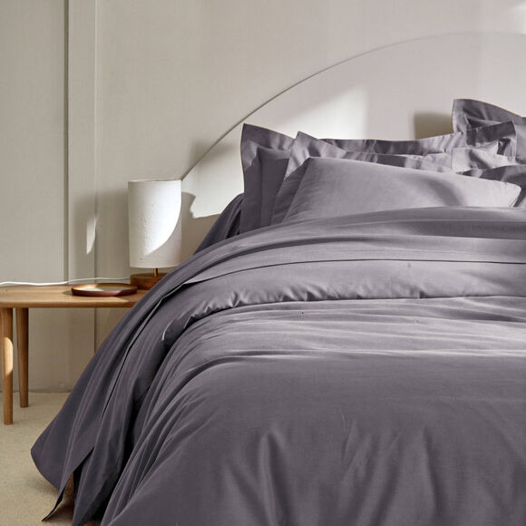 Linge de lit uni coton  (anthracite)