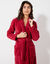 Peignoir in fleece met pluchetouch - 115 cm lang, lange mouwen (kersenrood)