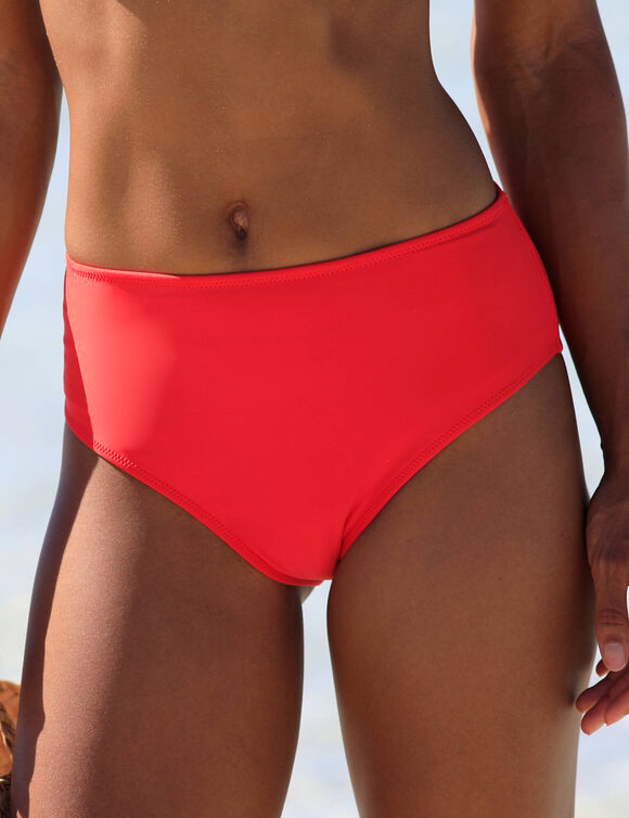 Bas de maillot de bain taille haute uni Solaro (grenadine)