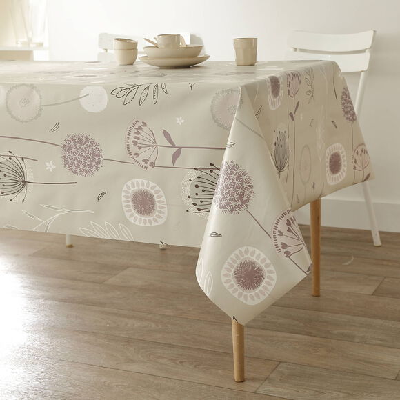 Nappe toile cirée imprimé pissenlits (taupe)