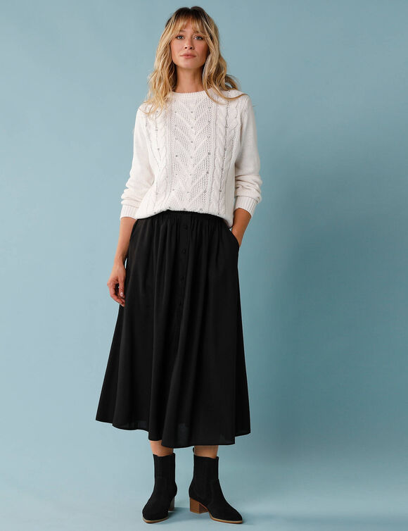 Pull spécial Petites torsades et strass (écru)