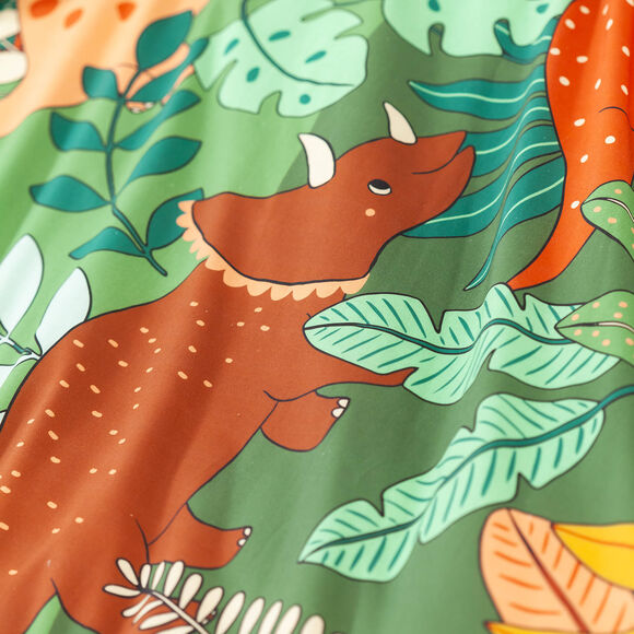 Linge de lit enfant Jurassi coton - Imprimé dinosaure  (vert)