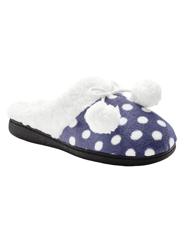 Mules polaires imprimées pois (marine)