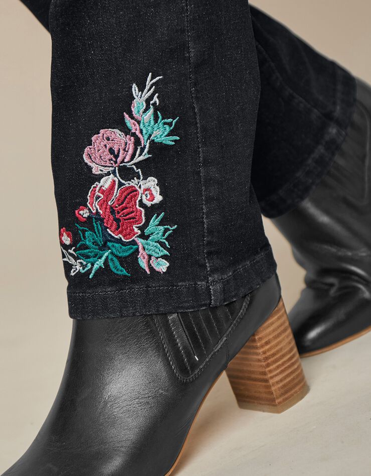 Rechte stretchjeans met bloemenborduursel, raw Rechte stretchjeans met bloemenborduursel, raw, hi-res image number 5