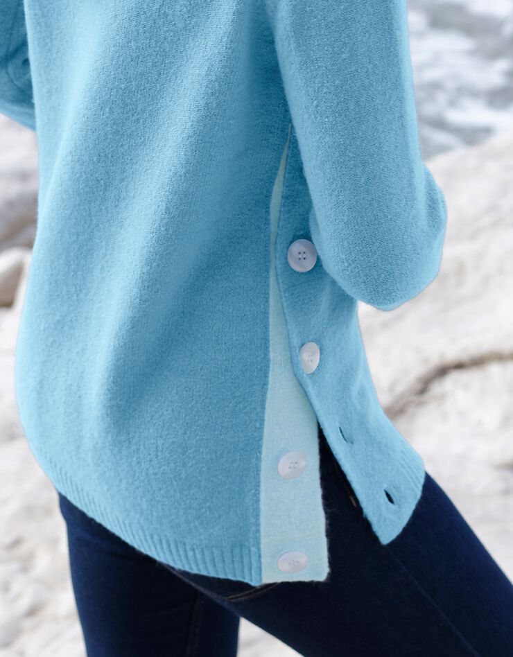 Trui met ronde hals en knoopsluiting, gletsjerblauw Trui met ronde hals en knoopsluiting, gletsjerblauw, hi-res image number 3