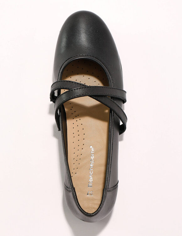 Leren ballerina's met riempjes (zwart)